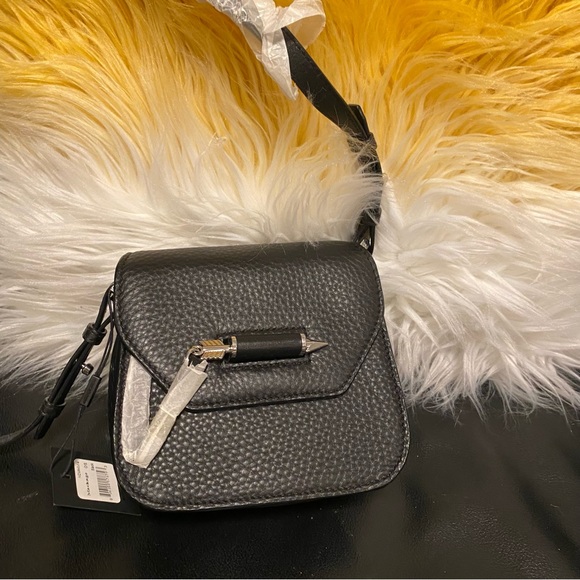 NEW Mackage 'Mini Novaki' Black Crossbody Genuine Pebble Leather  Satchel - Picture 3 of 8
